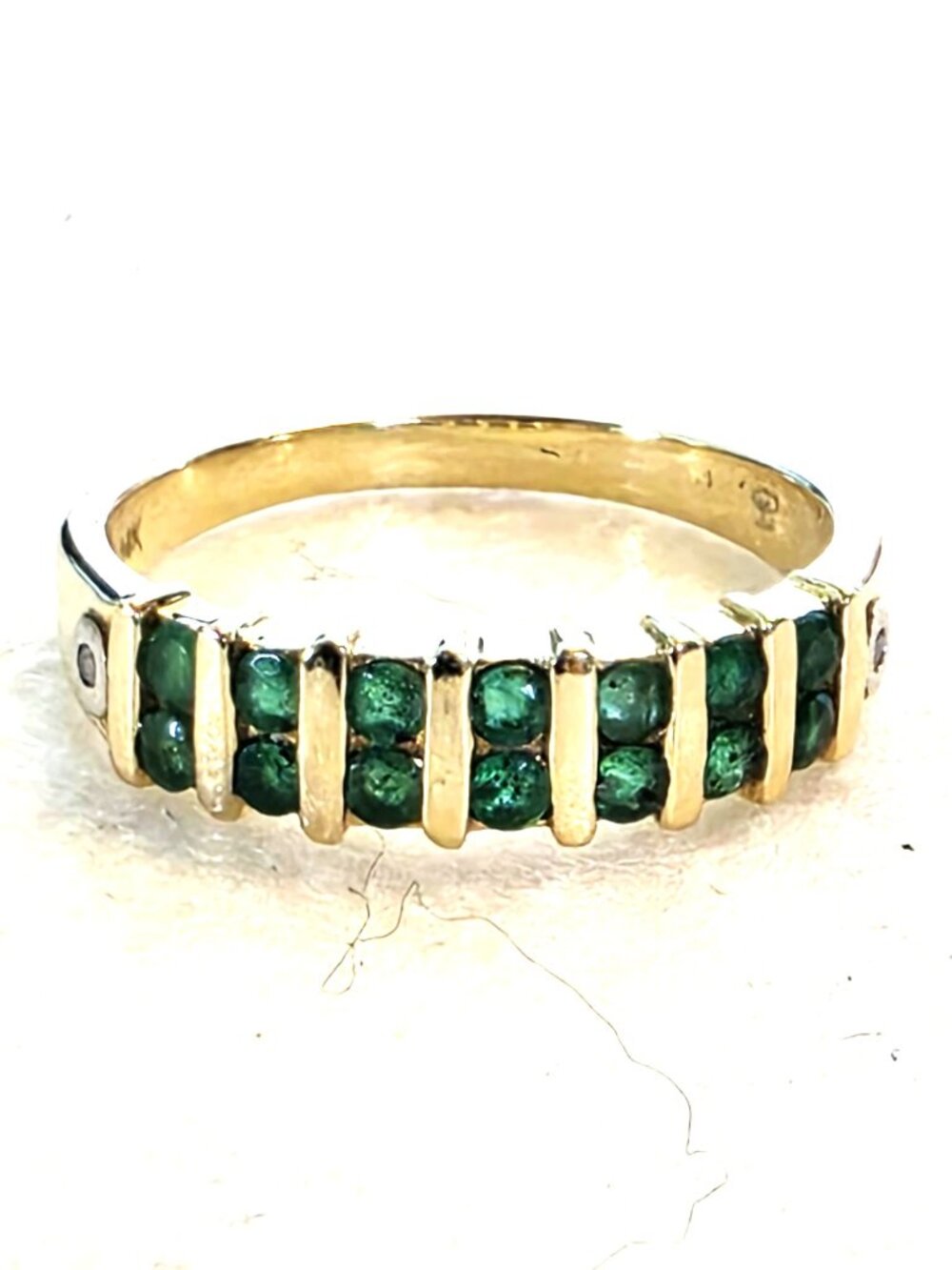 Vintage 14K Solid Gold Natural Bluish-Green Emerald Statement Ring